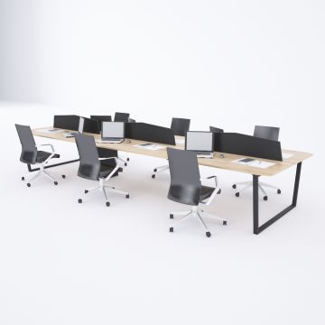 Aleos Altılı Çalışma Masası Meşe - 480x140