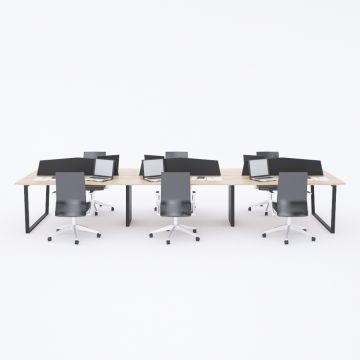 Aleos Altılı Çalışma Masası Meşe - 480x140