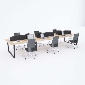 Aleos Altılı Çalışma Masası Meşe - 480x140