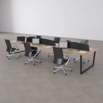 Aleos Altılı Çalışma Masası Meşe - 480x140