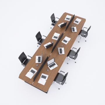 Aleos Altılı Çalışma Masası Ceviz - 480x140