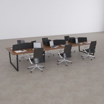 Aleos Altılı Çalışma Masası Ceviz - 480x140