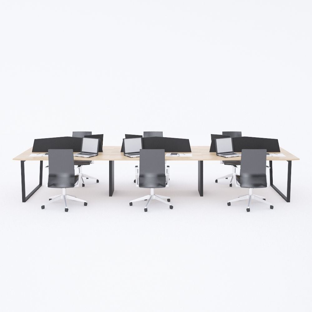 Aleos Altılı Çalışma Masası Meşe - 540x140