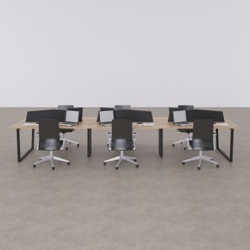 Aleos Altılı Çalışma Masası Meşe - 540x140