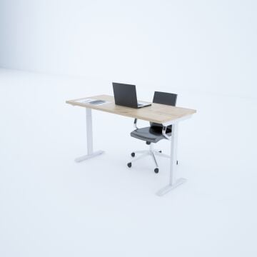 ToHi Desk - Yükseklik Ayarlı Masa 140x80 - Meşe+Beyaz