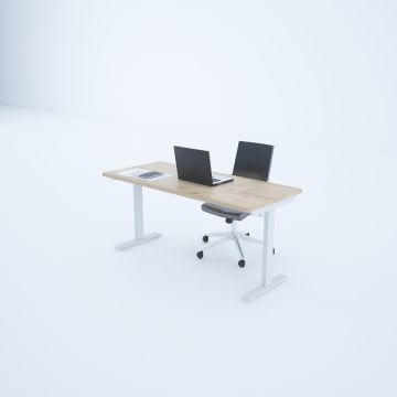 ToHi Desk - Yükseklik Ayarlı Masa 160x80 - Meşe+Beyaz