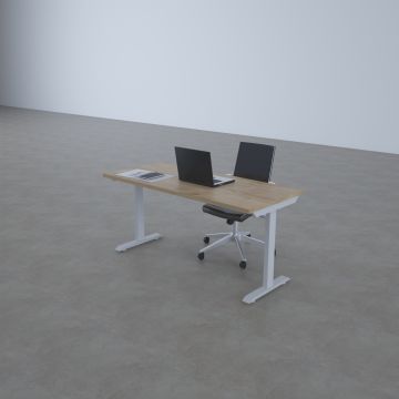 ToHi Desk - Yükseklik Ayarlı Masa 160x80 - Meşe+Beyaz