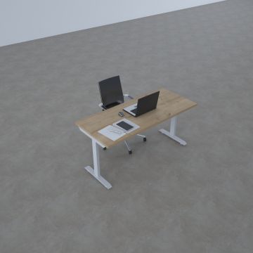 ToHi Desk - Yükseklik Ayarlı Masa 160x80 - Meşe+Beyaz