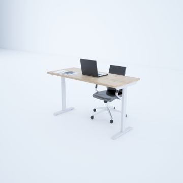 ToHi Desk - Yükseklik Ayarlı Masa 180x80 - Meşe+Beyaz