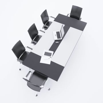 Rectan Toplantı Masası L 240x110 - Beyaz+Antrasit