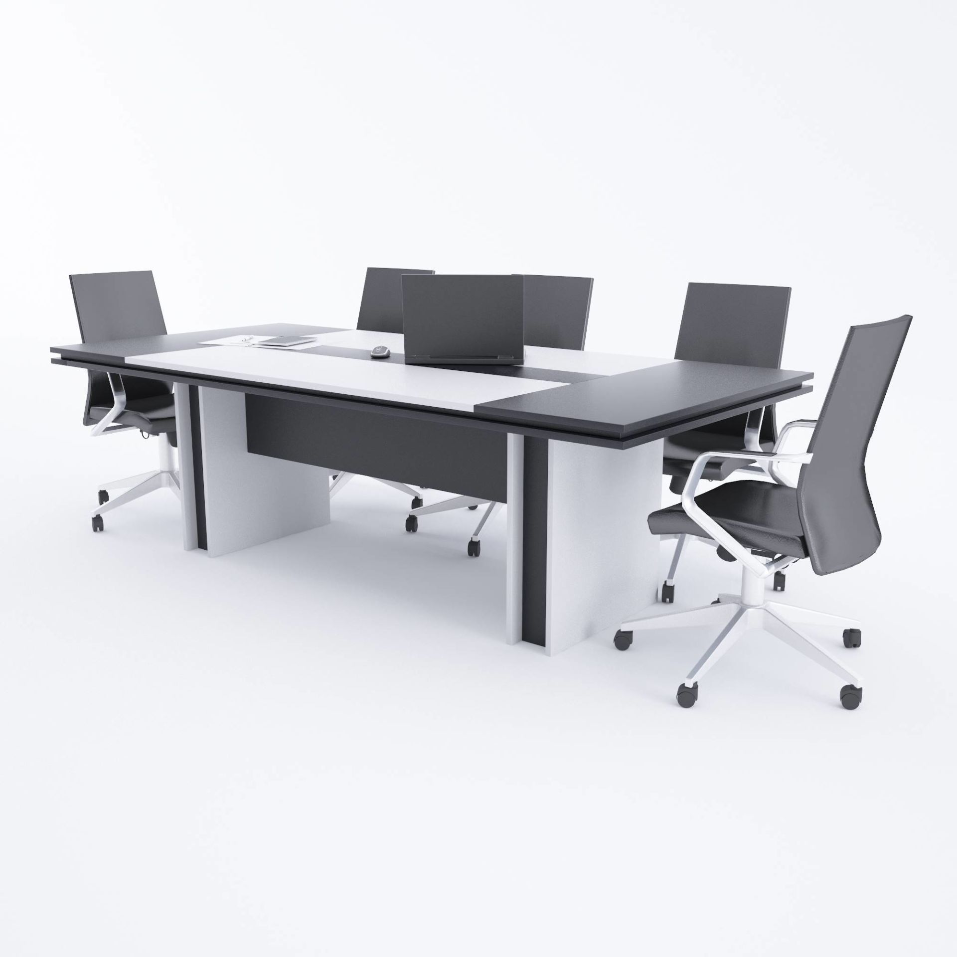 Rectan Toplantı Masası L 240x110 - Beyaz+Antrasit