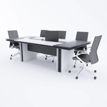 Rectan Toplantı Masası L 240x110 - Beyaz+Antrasit