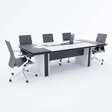 Rectan Toplantı Masası L 240x110 - Beyaz+Antrasit