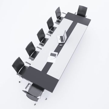 Rectan Toplantı Masası L 360x110 - Beyaz+Antrasit