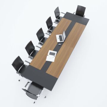 Rectan Toplantı Masası L 360x110 - Ceviz+Antrasit