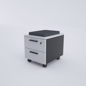 2 Çekmeceli ve Puflu Hareketli Keson Beyaz+Antrasit