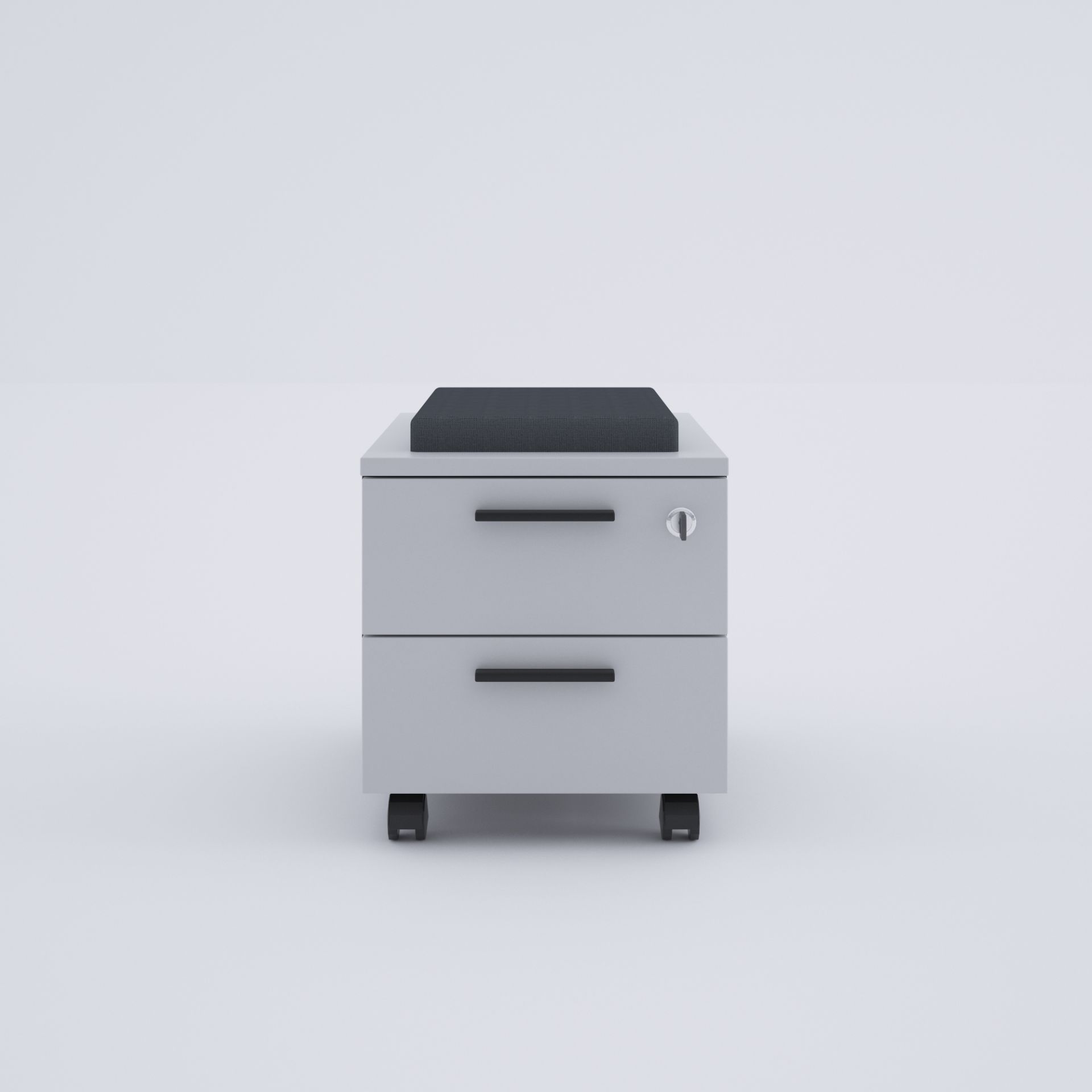 2 Çekmeceli ve Puflu Hareketli Keson Beyaz+Antrasit