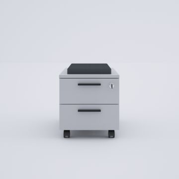 2 Çekmeceli ve Puflu Hareketli Keson Beyaz+Antrasit