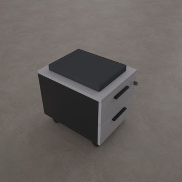 2 Çekmeceli ve Puflu Hareketli Keson Beyaz+Antrasit