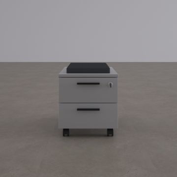 2 Çekmeceli ve Puflu Hareketli Keson Beyaz+Antrasit