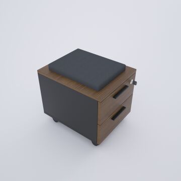 2 Çekmeceli ve Puflu Hareketli Keson Ceviz+Antrasit