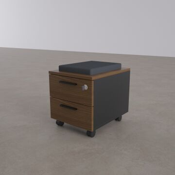 2 Çekmeceli ve Puflu Hareketli Keson Ceviz+Antrasit