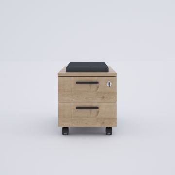 2 Çekmeceli ve Puflu Hareketli Keson Meşe+Antrasit