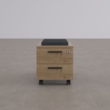 2 Çekmeceli ve Puflu Hareketli Keson Meşe+Antrasit