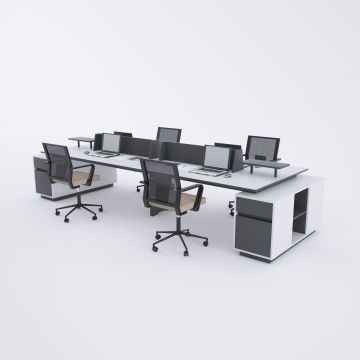 Unit Dörtlü Kesonlu Çalışma Masası