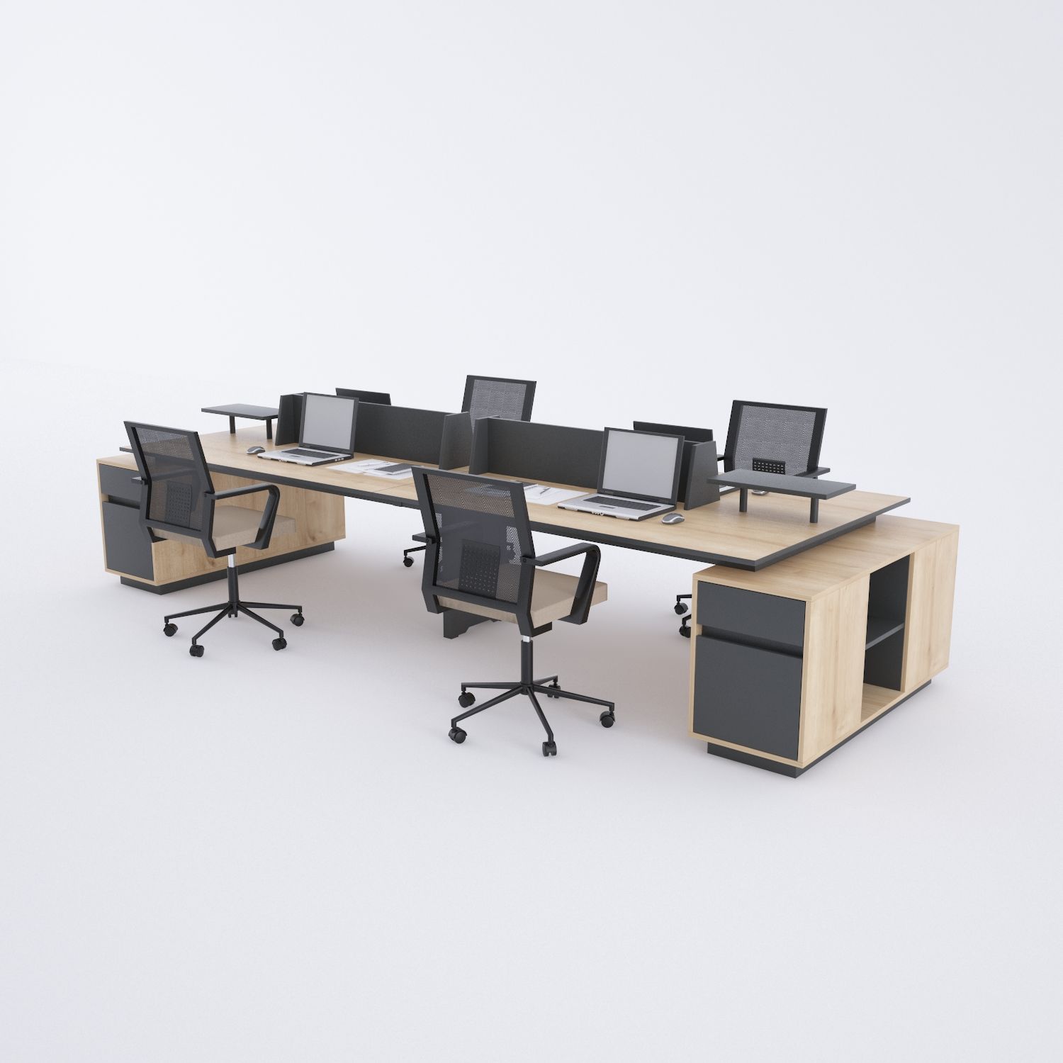 Unit Dörtlü Kesonlu Çalışma Masası