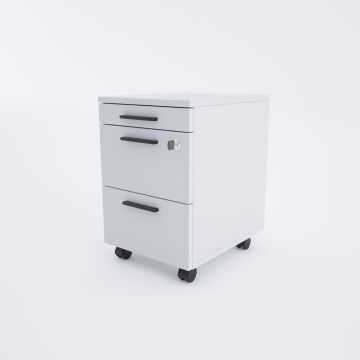 2 Çekmeceli ve 1 Kalemlikli Hareketli Keson Beyaz+Beyaz