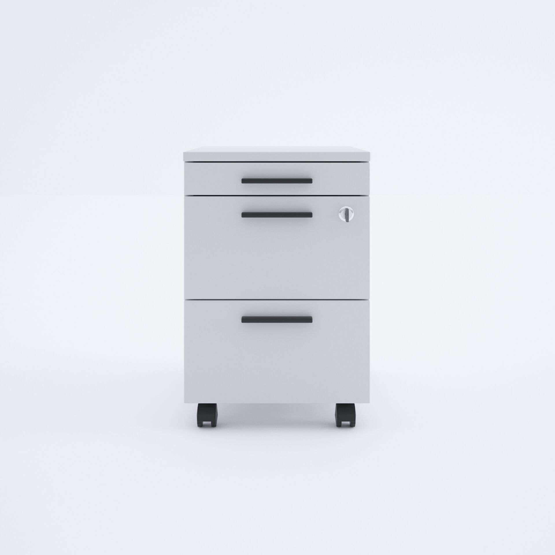 2 Çekmeceli ve 1 Kalemlikli Hareketli Keson Beyaz+Beyaz