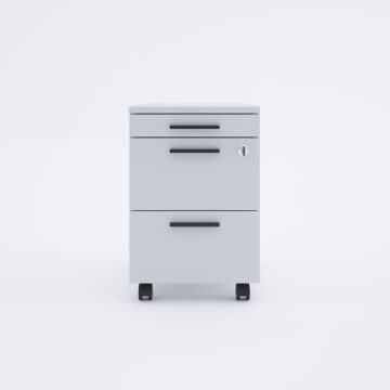 2 Çekmeceli ve 1 Kalemlikli Hareketli Keson Beyaz+Beyaz