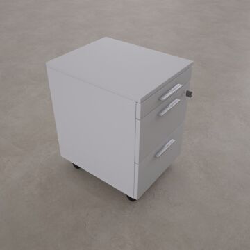 2 Çekmeceli ve 1 Kalemlikli Hareketli Keson Beyaz+Beyaz