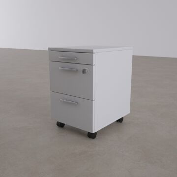 2 Çekmeceli ve 1 Kalemlikli Hareketli Keson Beyaz+Beyaz