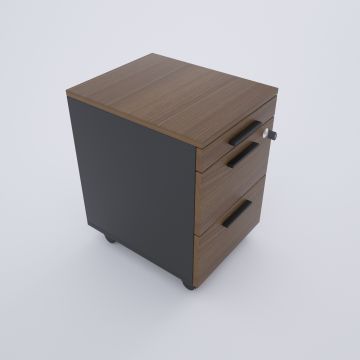 2 Çekmeceli ve 1 Kalemlikli Hareketli Keson Ceviz+Antrasit