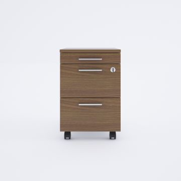 2 Çekmeceli ve 1 Kalemlikli Hareketli Keson Ceviz+Beyaz