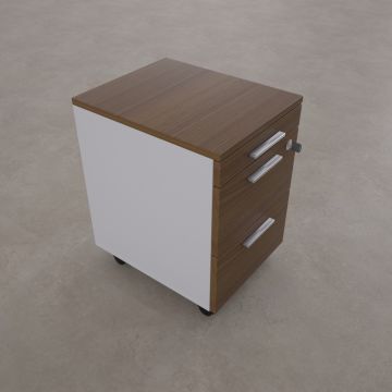 2 Çekmeceli ve 1 Kalemlikli Hareketli Keson Ceviz+Beyaz