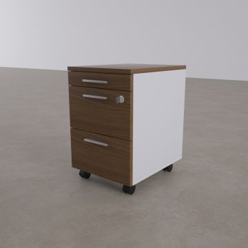 2 Çekmeceli ve 1 Kalemlikli Hareketli Keson Ceviz+Beyaz