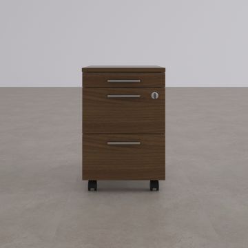 2 Çekmeceli ve 1 Kalemlikli Hareketli Keson Ceviz+Beyaz