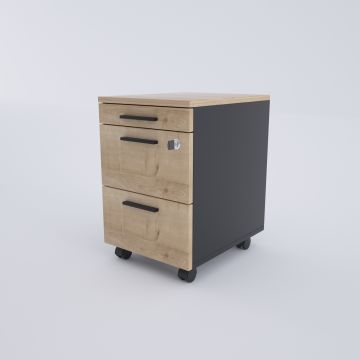 2 Çekmeceli ve 1 Kalemlikli Hareketli Keson Meşe+Antrasit