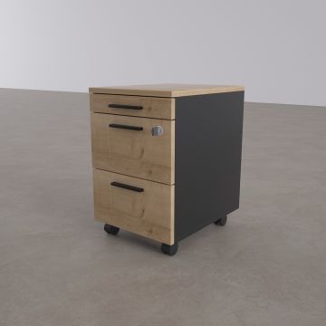 2 Çekmeceli ve 1 Kalemlikli Hareketli Keson Meşe+Antrasit