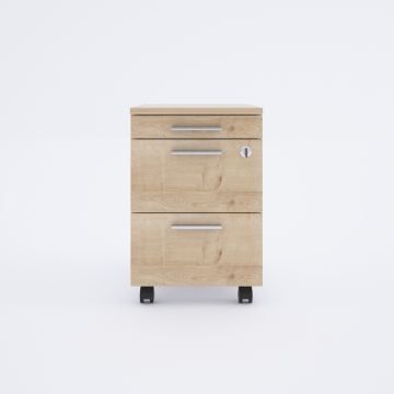 2 Çekmeceli ve 1 Kalemlikli Hareketli Keson Meşe+Beyaz