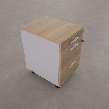 2 Çekmeceli ve 1 Kalemlikli Hareketli Keson Meşe+Beyaz