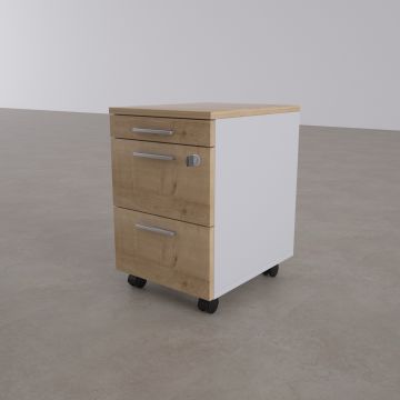 2 Çekmeceli ve 1 Kalemlikli Hareketli Keson Meşe+Beyaz