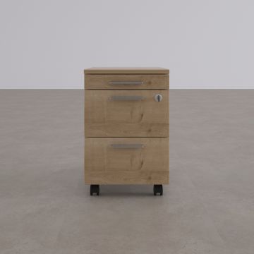 2 Çekmeceli ve 1 Kalemlikli Hareketli Keson Meşe+Beyaz