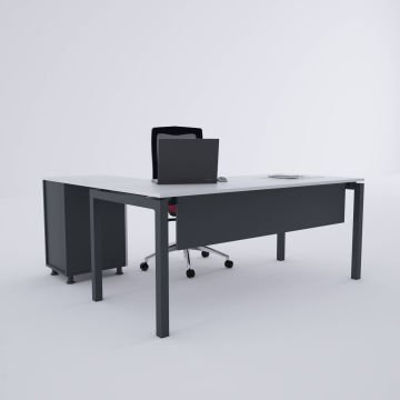 Cube-40 Keson Etajerli Çalışma Masası 140x80 - Beyaz