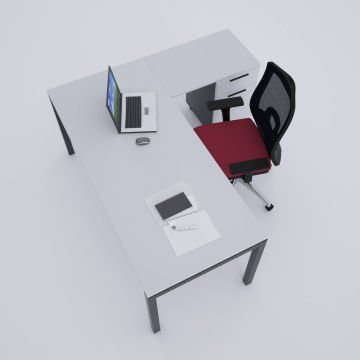 Cube-40 Keson Etajerli Çalışma Masası 140x80 - Beyaz