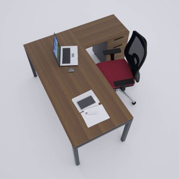 Cube-40 Keson Etajerli Çalışma Masası 140x80 - Ceviz