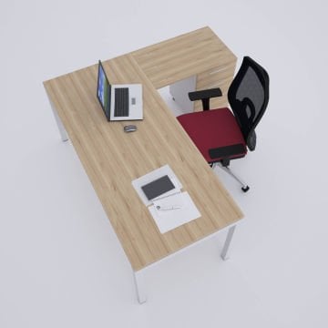 Cube-40 Keson Etajerli Çalışma Masası 140x80 - Meşe